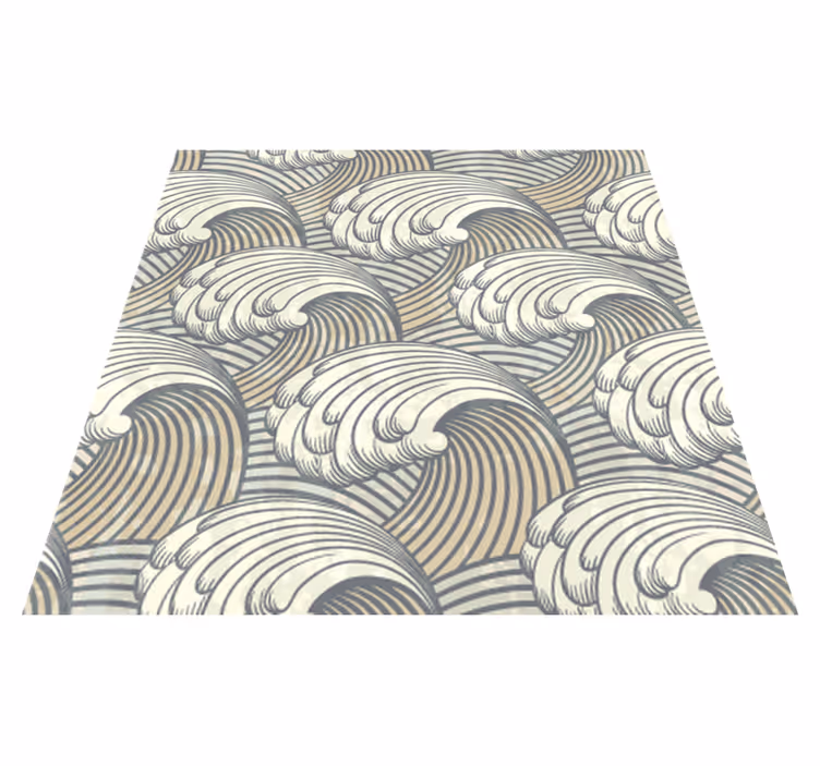 Vintage waves dining room vinyl rug - TenStickers