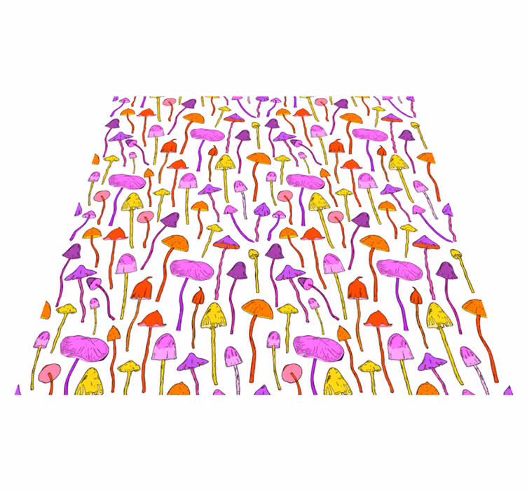 Dining room vinyl rug with psychedelic mushroom pattern - TenStickers