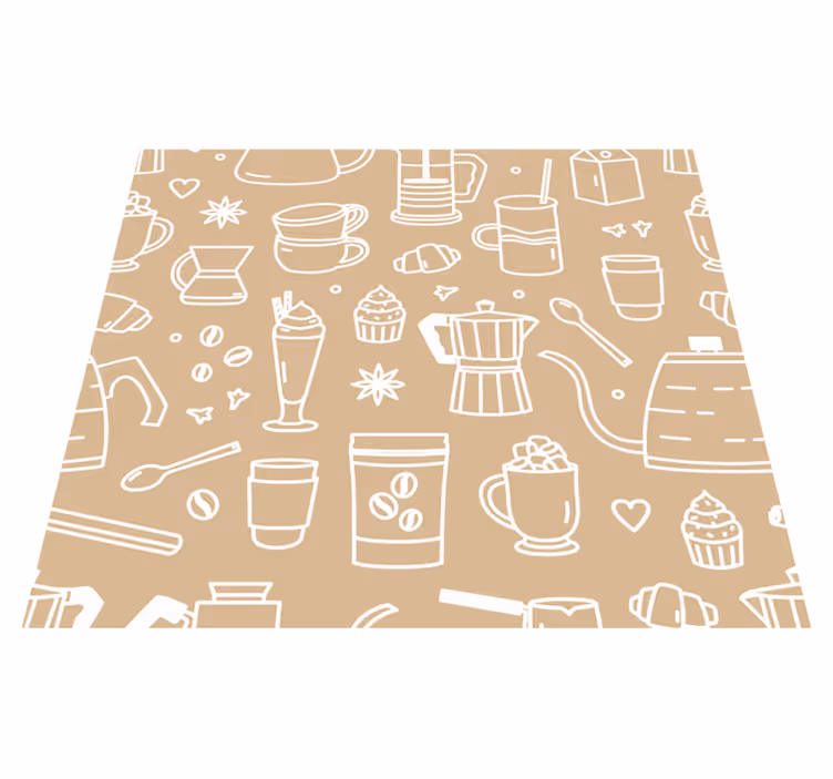 Kitchen vinyl rug with coffee cups and glasses print - TenStickers