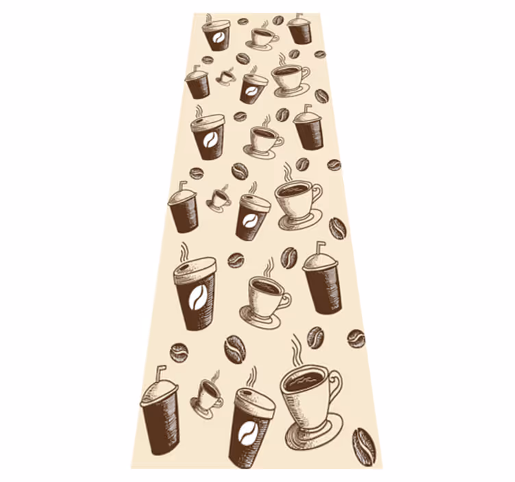Kitchen vinyl rug with a great coffee mug pattern - TenStickers