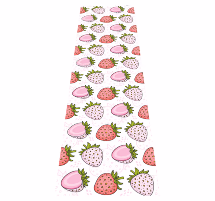 Kitchen vinyl rug with seamless pink and red strawberries - TenStickers