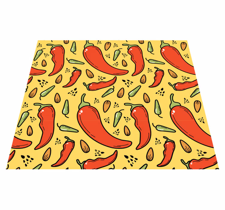 Kitchen vinyl rug red and green hot chili design - TenStickers