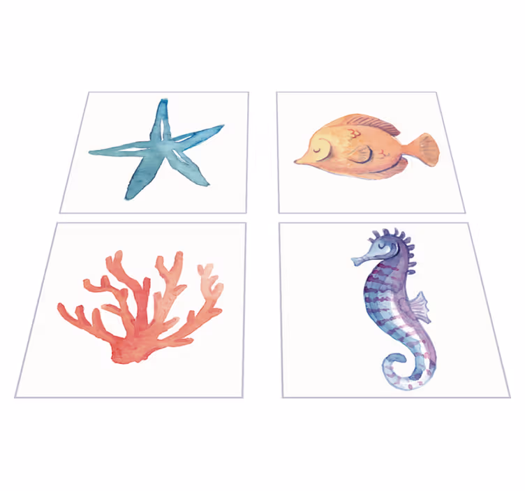 Vinyl rug bathroom marine animals - TenStickers