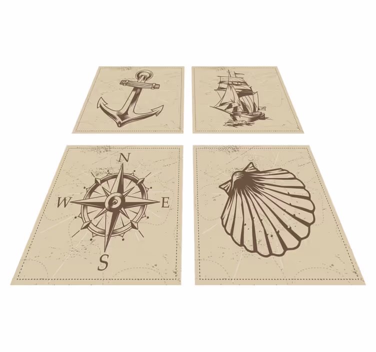 Vinyl rug bathroom sea-themed tiles - TenStickers