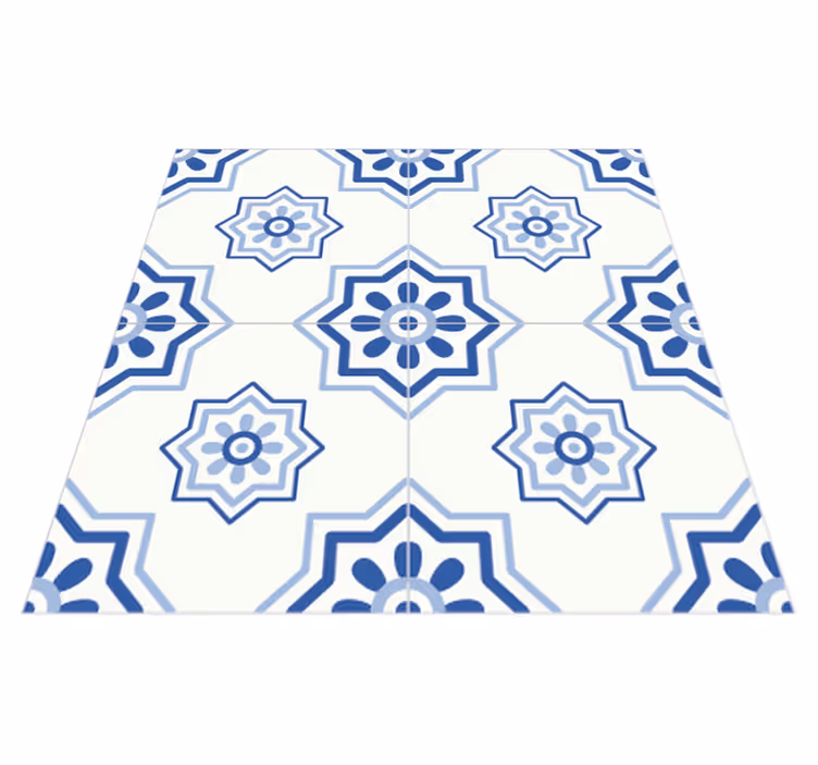 Vinyl rug bathroom blue tile adhesive - TenStickers