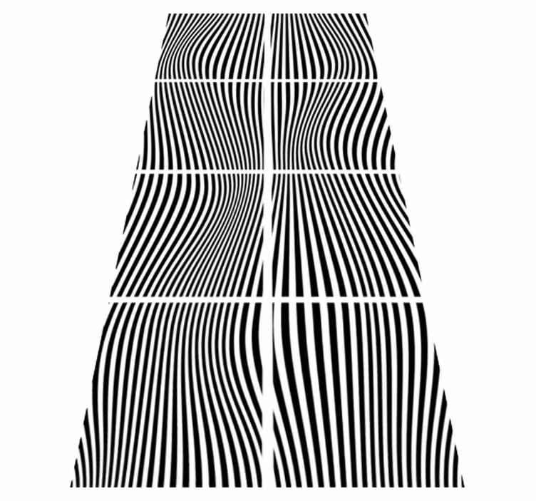 Vinyl rug bathroom waves in squares - TenStickers