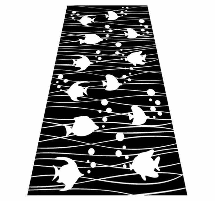 Vinyl rug bathroom with fish and bubbles design - TenStickers