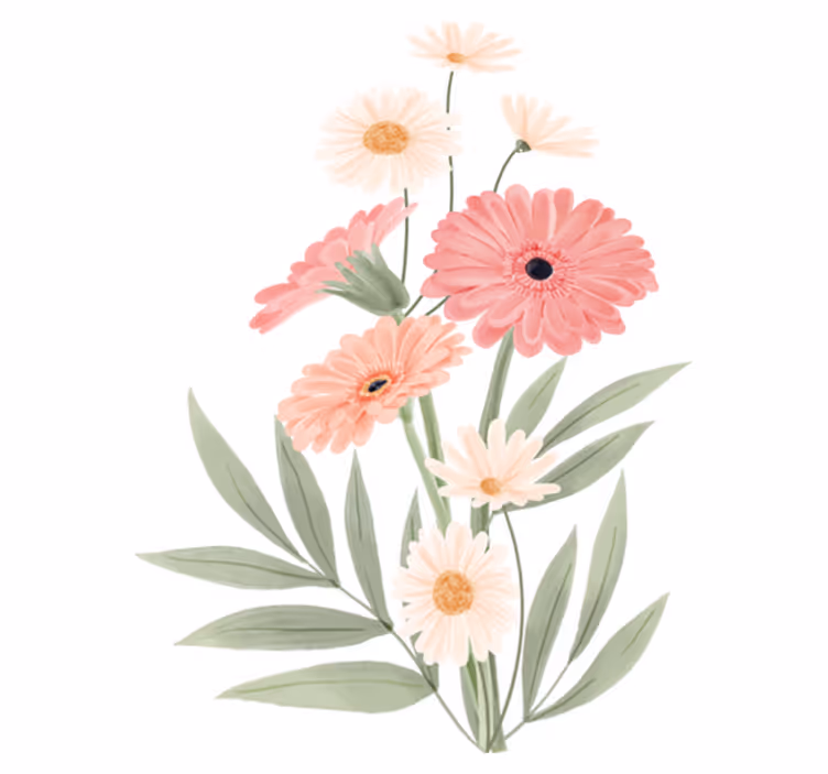 Vinyl rug bathroom pink daisies - TenStickers