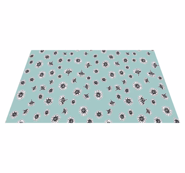 Vinyl rug flowers cute pattern with white daisies - TenStickers