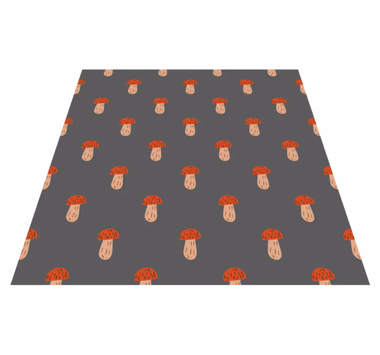 Vinyl rug flowers classic mushrooms gray background - TenStickers