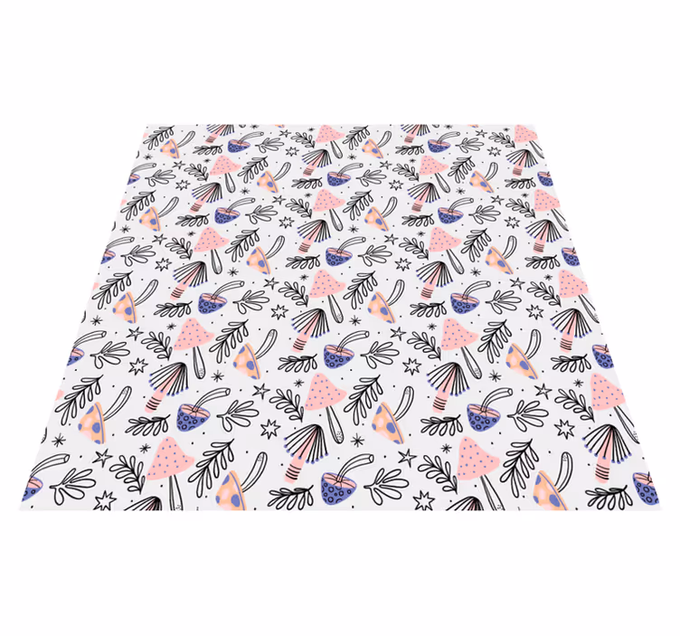 Vinyl rug flowers classical mushrooms and flowers - TenStickers
