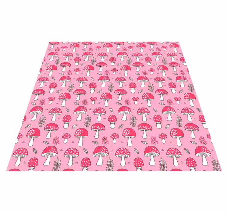 Vinyl rug flowers with classic mushrooms and plants - TenStickers