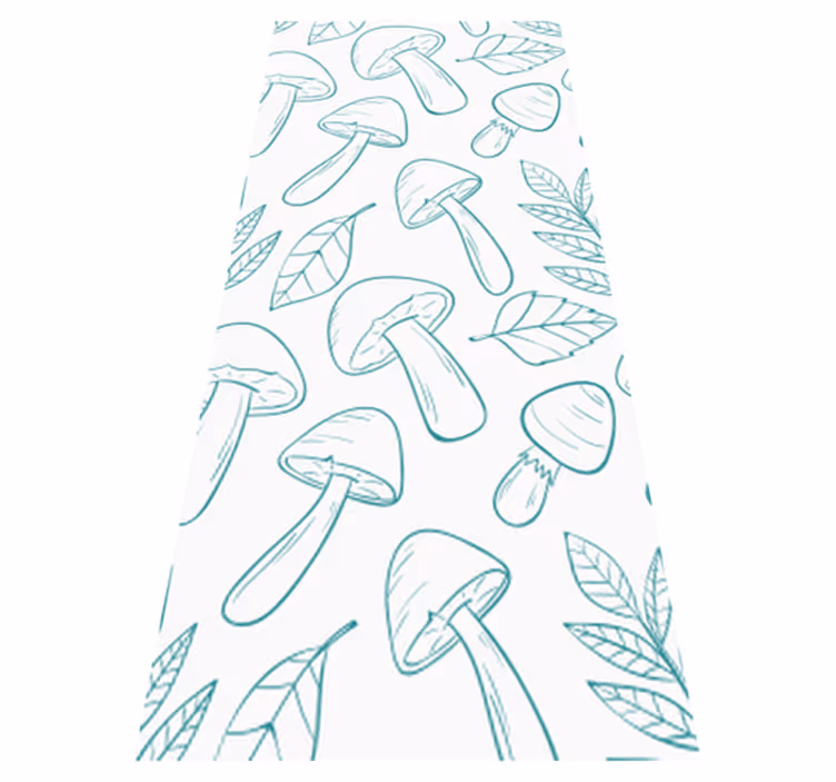 Vinyl rug flowers with white and light blue mushrooms - TenStickers