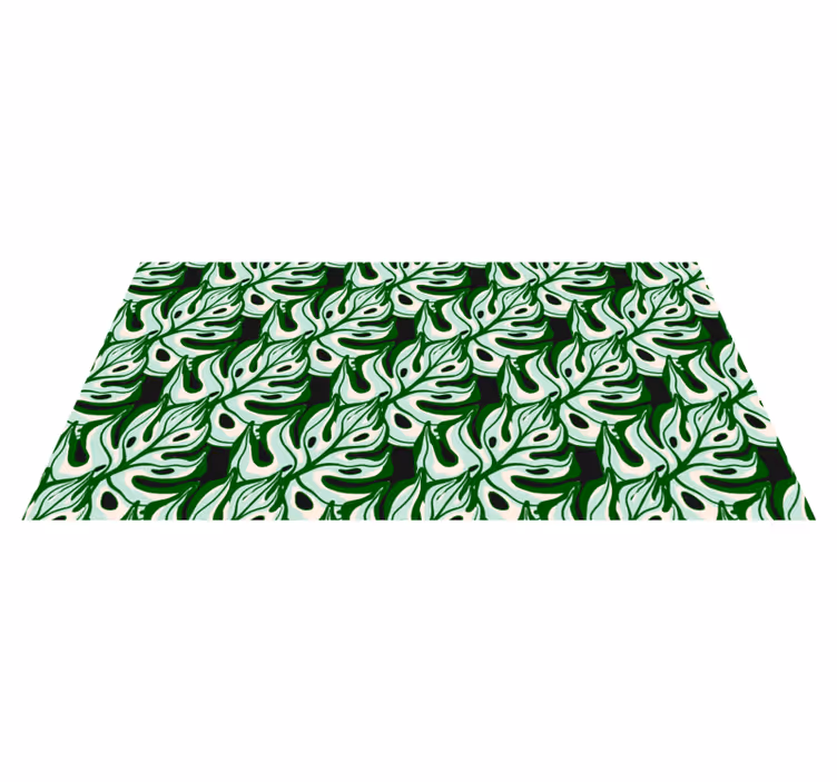 Vinyl rug flowers in vibrant black and green design - TenStickers