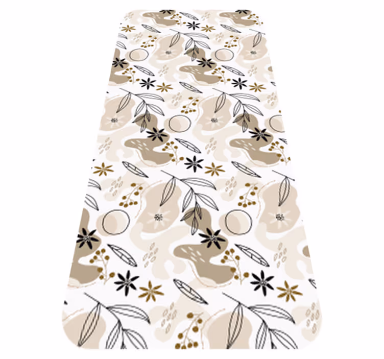 Vinyl rug flowers stylish pink and beige leaves pattern - TenStickers