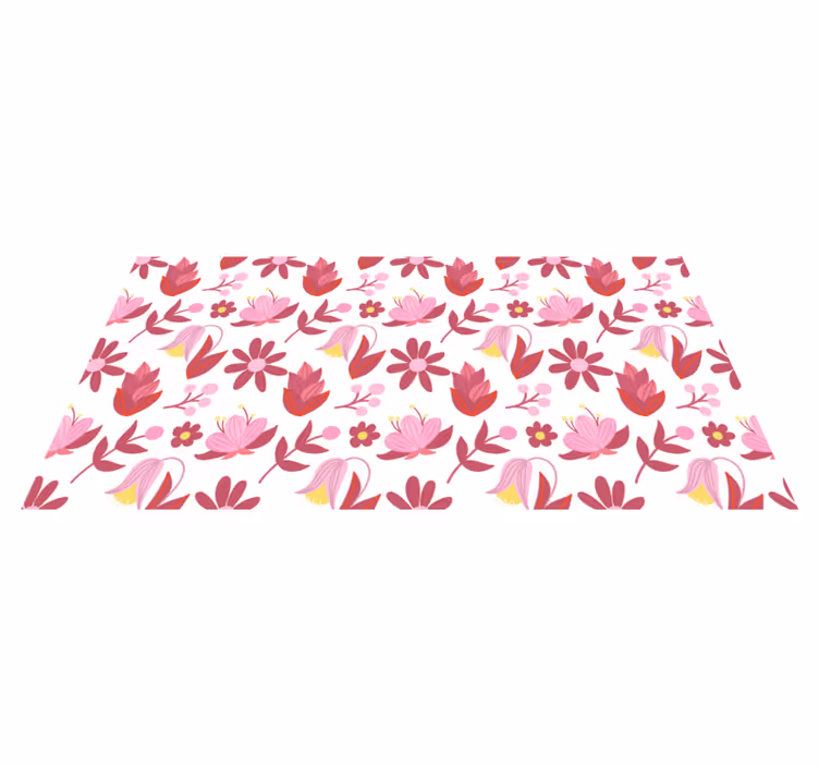 Vinyl rug flowers polish folk art with red accents - TenStickers