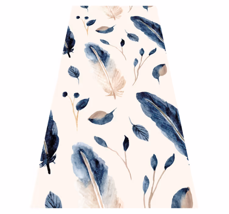 Vinyl rug flowers with floating leaves and feathers - TenStickers