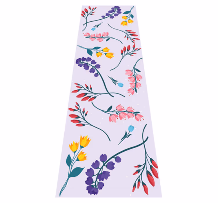 Vinyl rug flowers in a minimalist botanical design - TenStickers