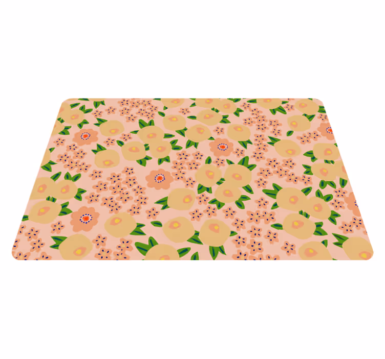 Vinyl rug flowers original floral pattern in peach tones - TenStickers