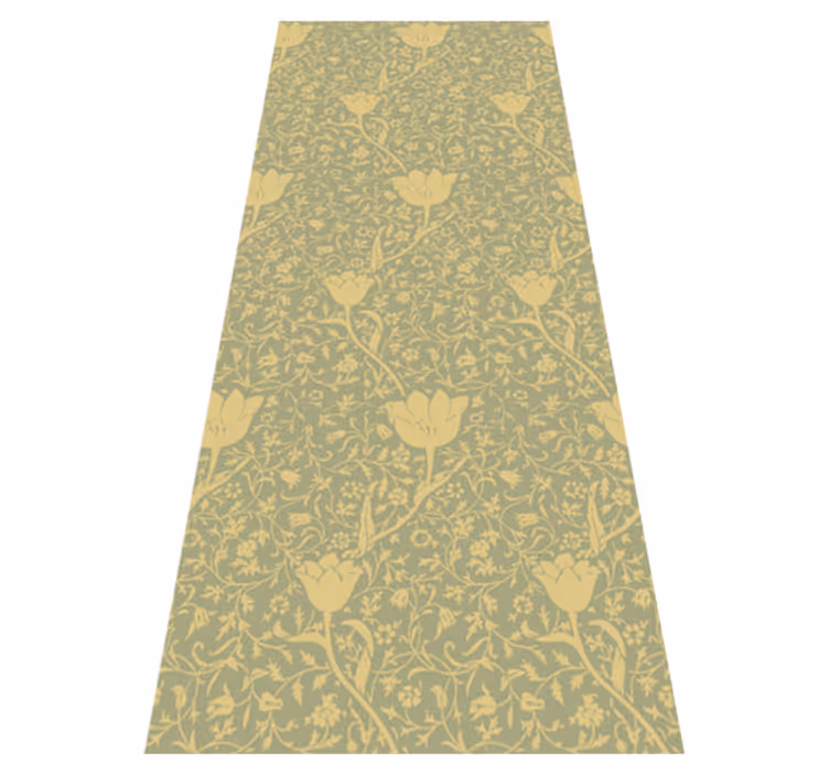 Vinyl rug flowers with subtle gold and green pattern - TenStickers