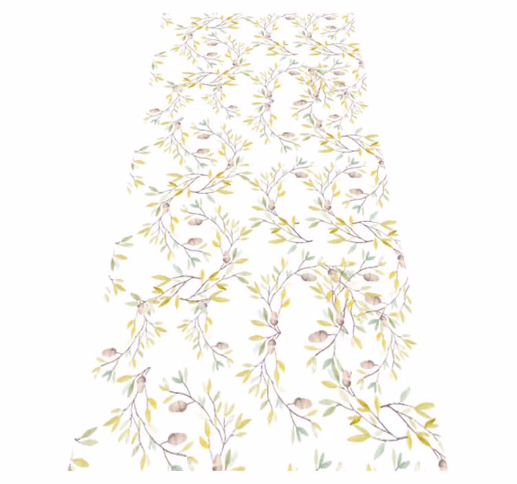 Vinyl rug flowers original watercolor green leaves pattern - TenStickers