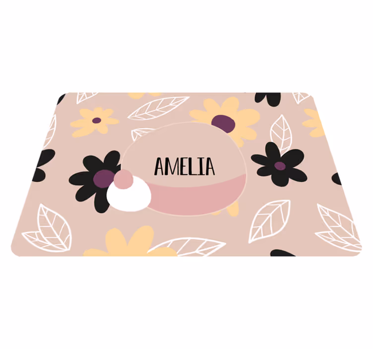 Vinyl rug flowers colorful modern blooms on beige - TenStickers