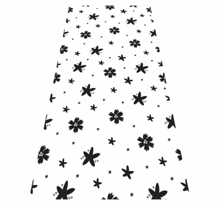 Vinyl rug flowers black and white floral design - TenStickers
