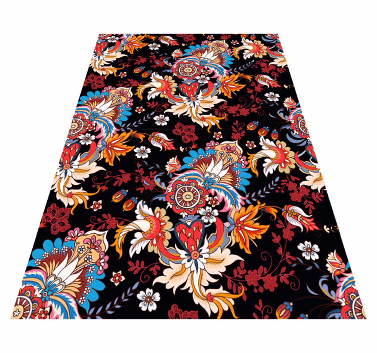 Vinyl rug flowers in vibrant modern folk art - TenStickers