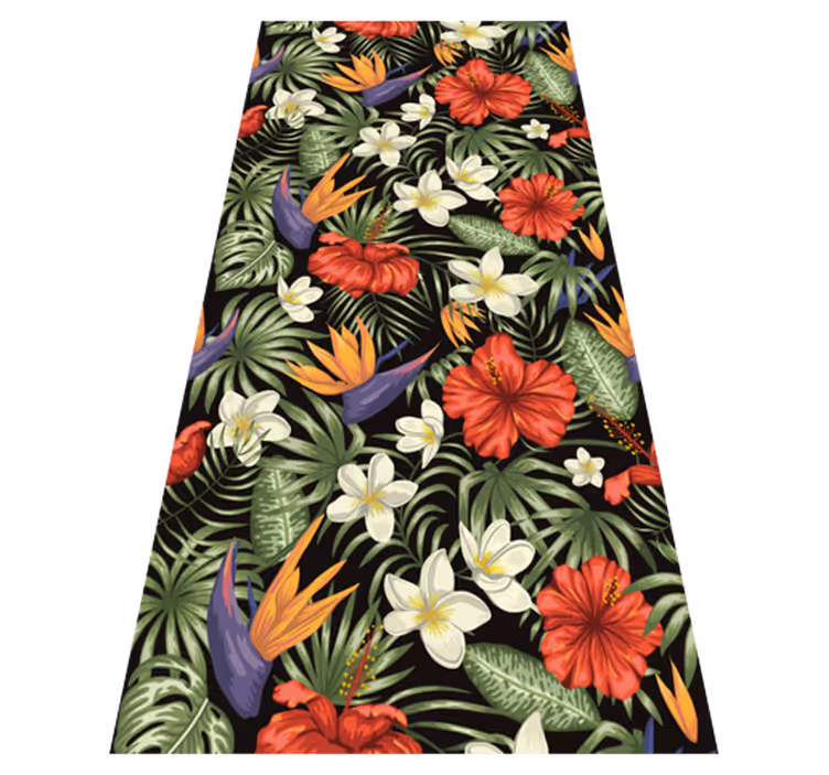 Vinyl rug flowers tropical jungle plant design - TenStickers