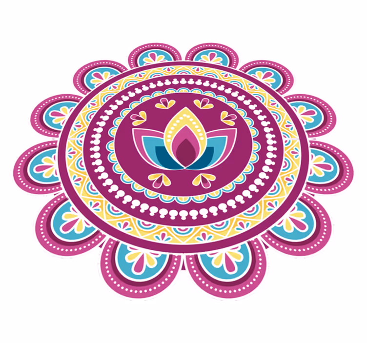 Vinyl rug flowers colorful lotus mandala - TenStickers
