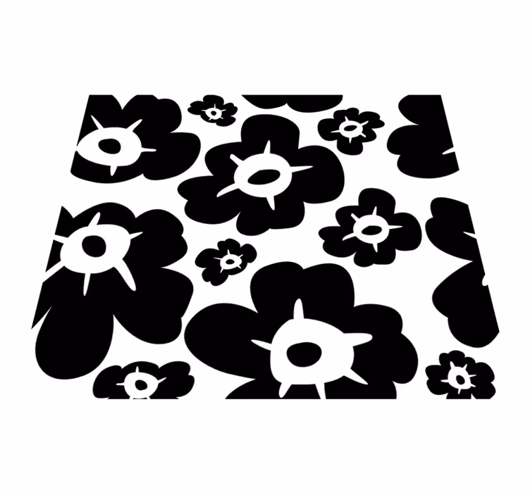 Vinyl rug flowers black poppy - TenStickers