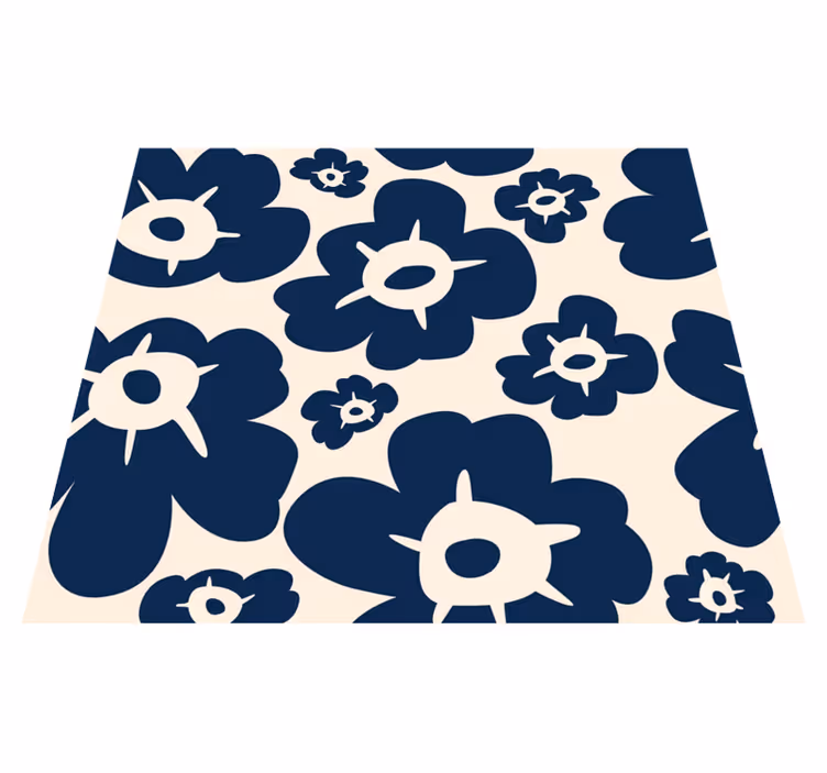 Vinyl rug flowers dark blue poppy - TenStickers
