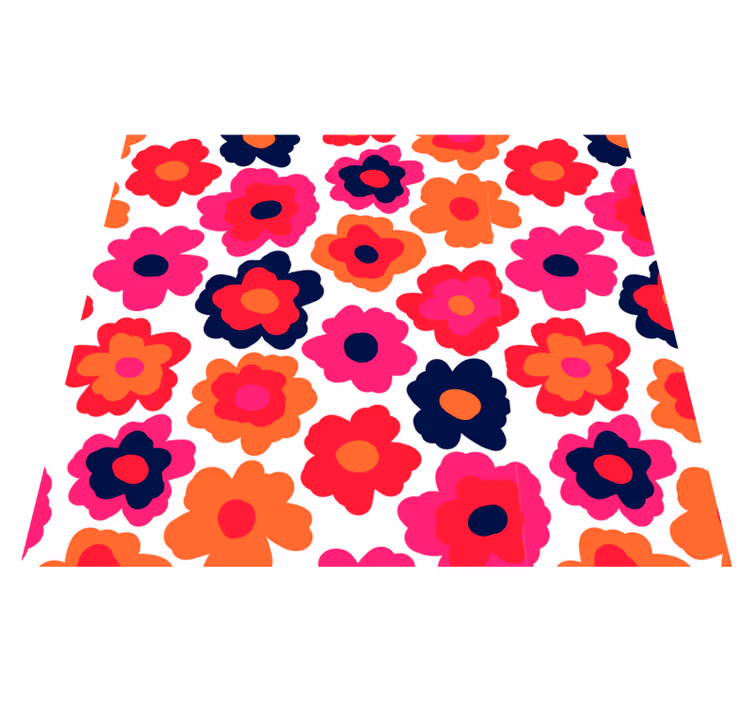 Vinyl rug flowers red poppy design - TenStickers