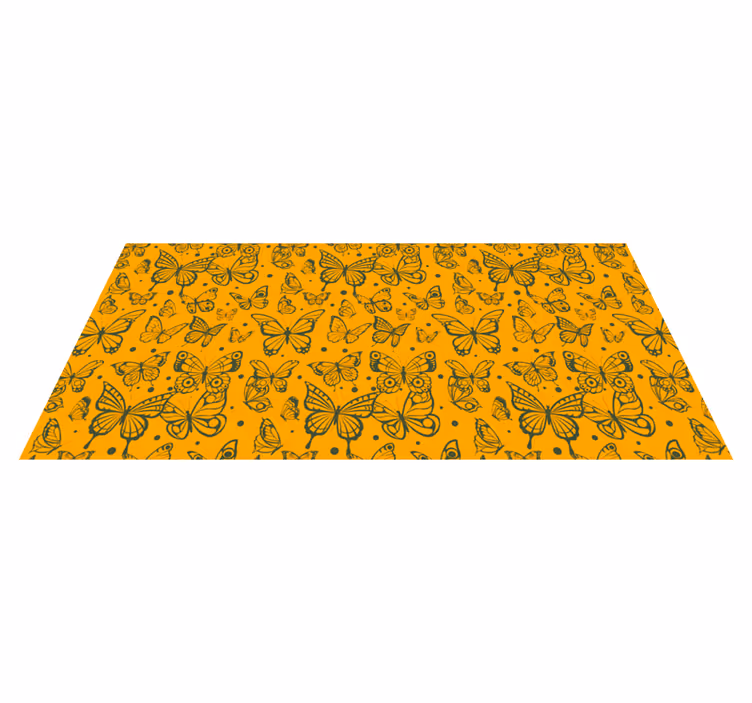 Vinyl rug flowers butterfly plant design - TenStickers