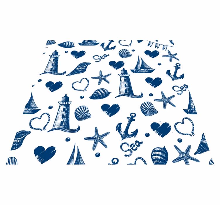 Vinyl rug flowers nautical theme design - TenStickers