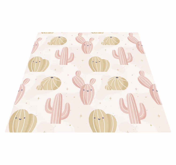 Vinyl rug flowers cute cactus design - TenStickers