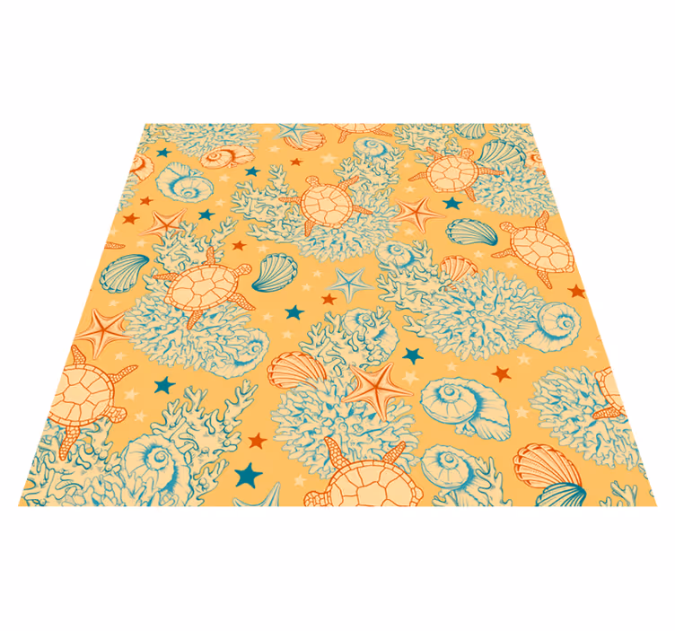 Vinyl rug flowers coral and marine life design - TenStickers