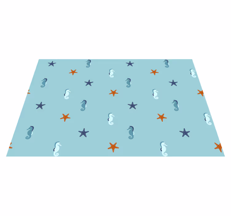 Vinyl rug flowers seahorse starfish design - TenStickers