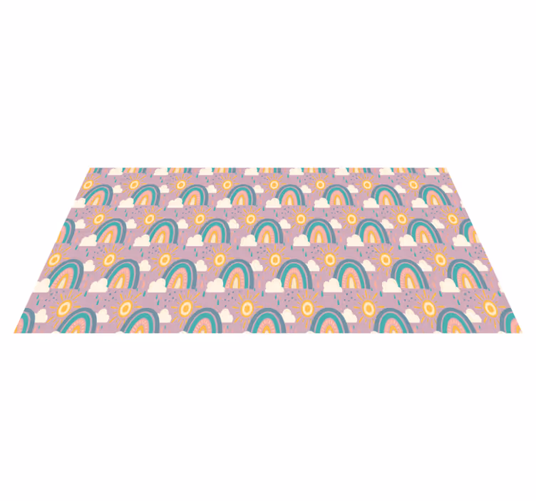 Vinyl rug flowers playful colorful rainbows - TenStickers
