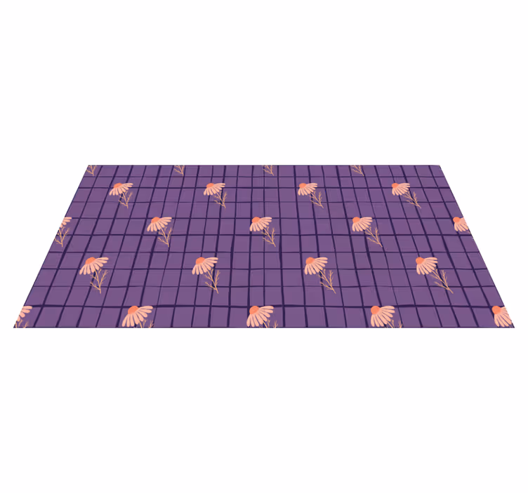 Vinyl rug flowers in purple floral design - TenStickers