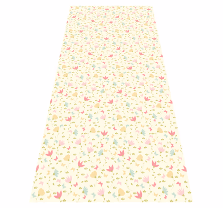 Flowers and butterflies bedroom vinyl rug - TenStickers