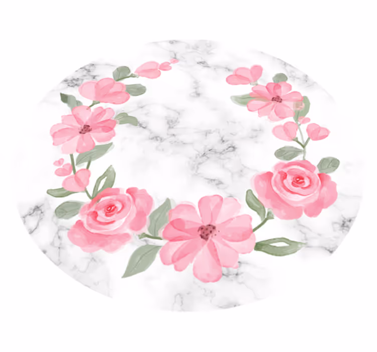 Flower vinyl rug with marble flower crown - TenStickers