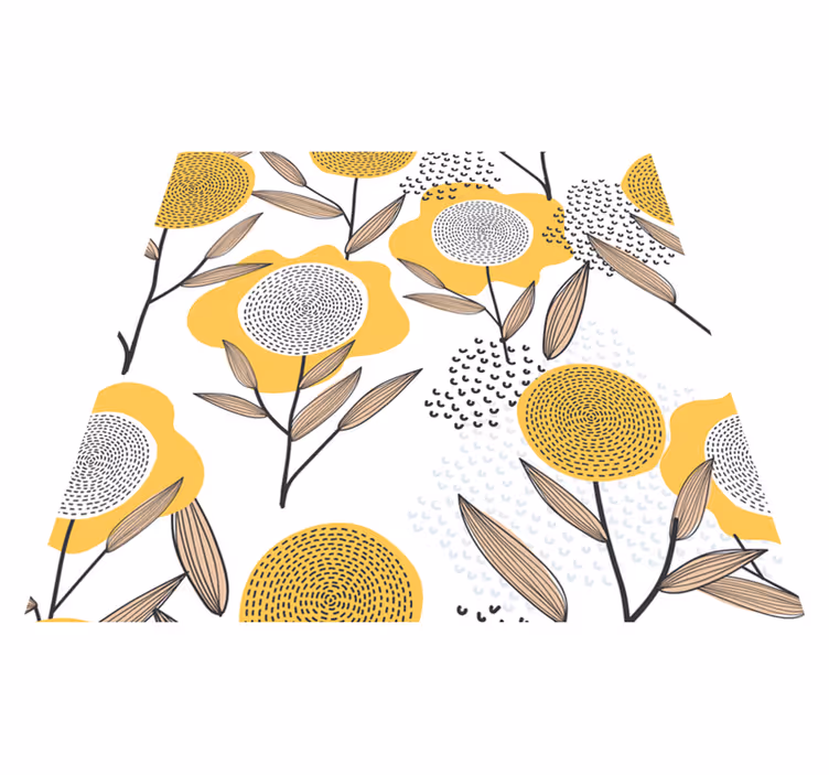 Bedroom vinyl rug with yellow abstract floral design - TenStickers