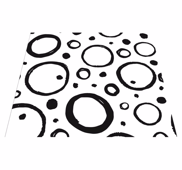 Geometric vinyl rug in black and white circular design - TenStickers