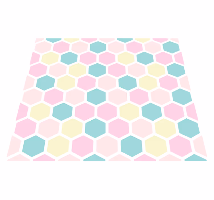 Geometric vinyl rug with pastel colors and patterns - TenStickers