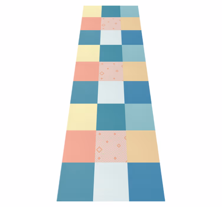 Geometric vinyl rug with colorful retro patchwork - TenStickers