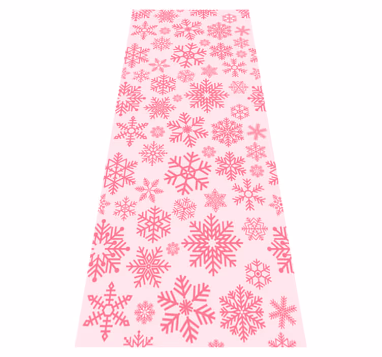 Christmas vinyl rug in pink snowflakes design - TenStickers