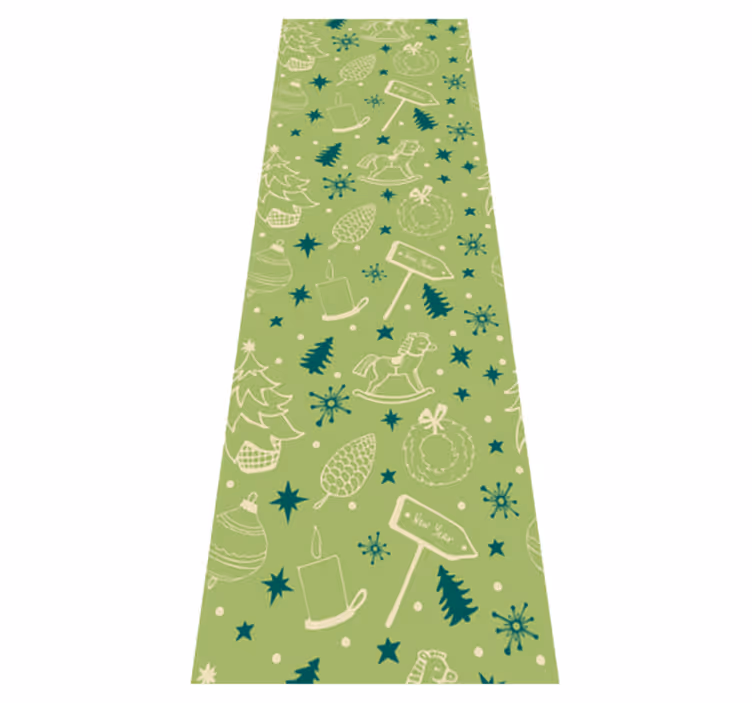 Christmas vinyl rug with green background design - TenStickers