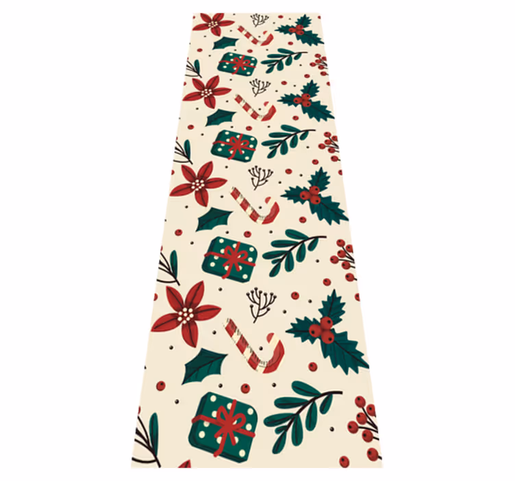 Christmas vinyl rug in green and red vintage pattern - TenStickers