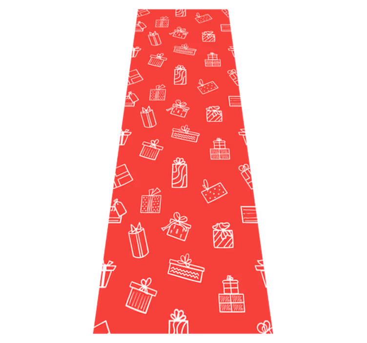 Christmas vinyl rug white gifts on red background - TenStickers